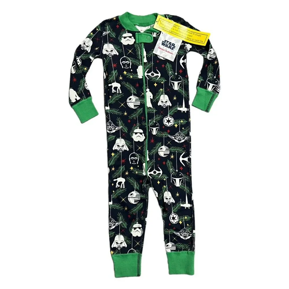 NEW Hanna Andersson Sz 85 (2Y) Star Wars Christmas Zipper Sleeper Pajamas